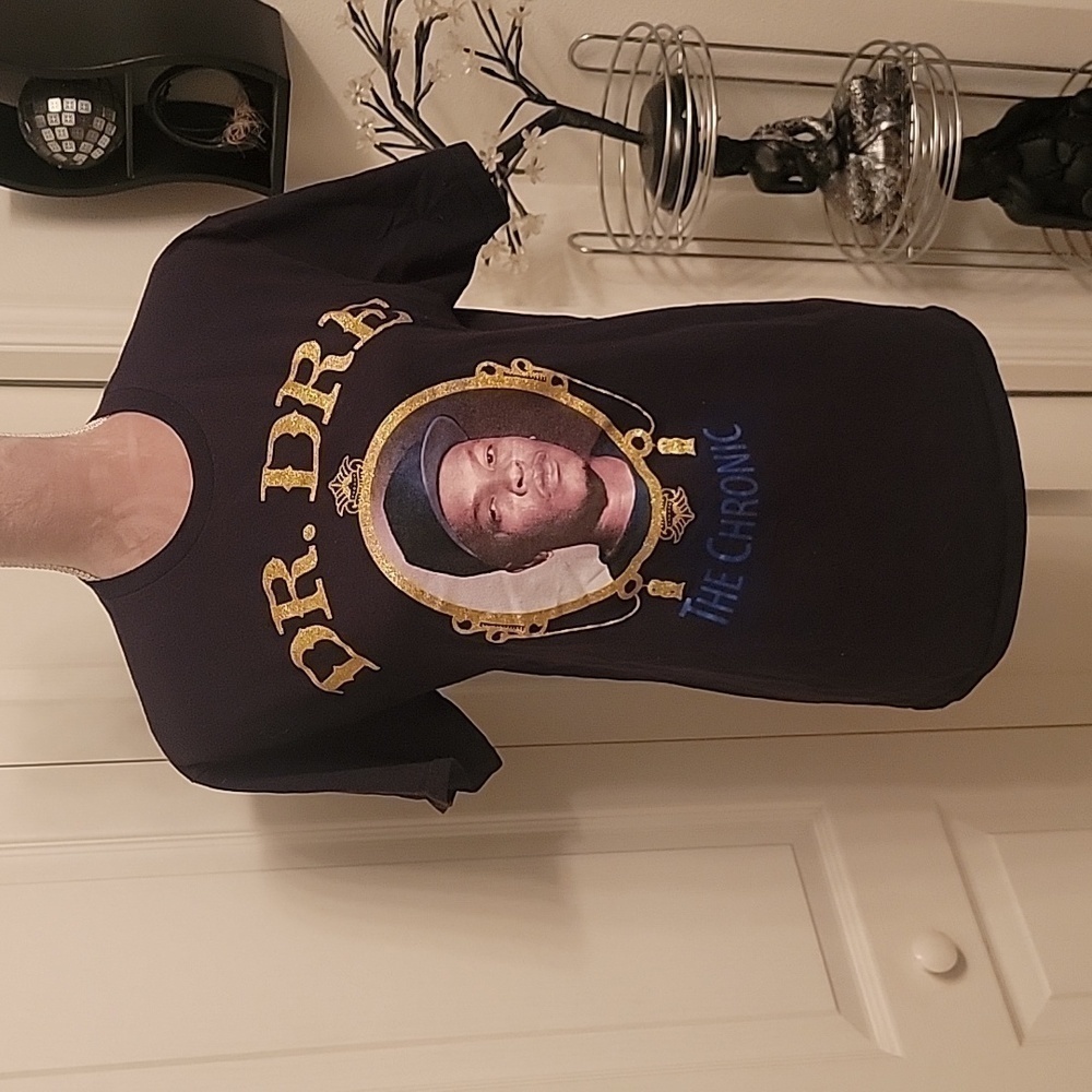 Death Row Records, Vintage Dr. Dre The Chronic, Size M, Black T-Shirt, Glitter